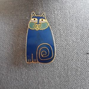 LAUREL BURCH: Blue Cloisonné "Olivia" Brooch